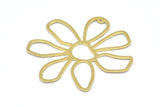 Brass Daisy Charm, 4 Raw Brass Daisy Charms With 1 Hole, Pendants, Earrings (54x1mm) D0646