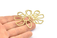 Brass Daisy Charm, 4 Raw Brass Daisy Charms With 1 Hole, Pendants, Earrings (54x1mm) D0646