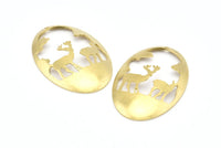 Brass Deer Charm, 4 Raw Brass Deer Charms With 1 Hole, Pendants, Earrings (45x30x1mm) D0645