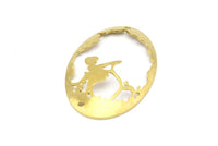 Brass Girl Charm, 4 Raw Brass Girl Charms With 1 Hole, Pendants, Earrings (45x30x1mm) D0644