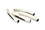 Silver Noodle Tube, 10 Antique Sivler Brass Curved Tube Findings (50x7mm) A0727 H0694