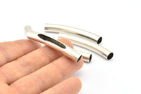 Silver Noodle Tube, 10 Antique Sivler Brass Curved Tube Findings (50x7mm) A0727 H0694