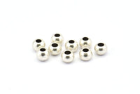 Spacer Ball Bead, 24 Antique Silver Plated Brass Spacer Ball Beads , Findings (5mm) Brs 0103 B0032 H0692