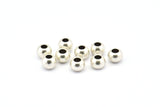 Spacer Ball Bead, 24 Antique Silver Plated Brass Spacer Ball Beads , Findings (5mm) Brs 0103 B0032 H0692