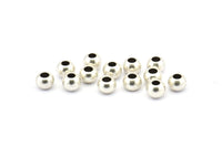 Spacer Ball Bead, 24 Antique Silver Plated Brass Spacer Ball Beads , Findings (5mm) Brs 0103 B0032 H0692