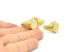 Brass Ring Settings, 2 Raw Brass Adjustable Duke Rings Settings - Pad Size 12x9mm N0729