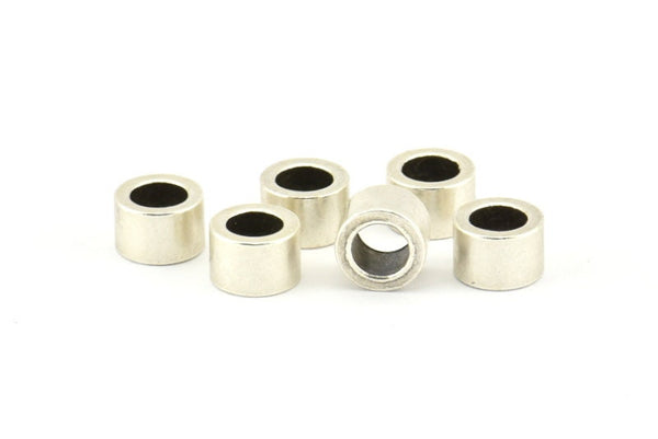 Silver Spacer Bead, 12 Antique Silver Plated Brass Industrial Tubes, Spacer Beads, Findings (7x4.5mm) Bs 1348 H0238