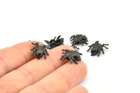 Black Spider Pendant, 6 Oxidized Black Brass Spider Bracelet Finding, Pendants, Necklace Findings (14x13mm) N0353 S910