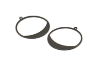 Siyah Yuvarlak Tılsımlar, 1 Döngülü 12 Oksitlenmiş Siyah Pirinç Yuvarlak Dokulu Tılsım, Kolye Uçları, Küpeler, Bulgular (31x0,80 mm) D0643 S911