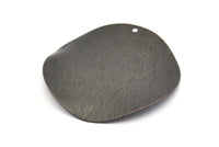Black Wavy Disc, 4 Oxidized Black Brass Textured Round Discs With 1 Hole (40mm) D0562 S913