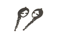 Black Face Charm, 8 Oxidized Black Brass Face Charms With 2 Loops, Pendants, Earrings, Findings (53x16x1mm) D0639 S918