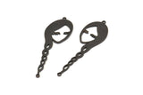 Black Face Charm, 8 Oxidized Black Brass Face Charms With 2 Loops, Pendants, Earrings, Findings (53x16x1mm) D0639 S918