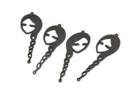 Black Face Charm, 8 Oxidized Black Brass Face Charms With 2 Loops, Pendants, Earrings, Findings (53x16x1mm) D0639 S918