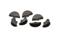 Black Ribbon Crimp, 24 Textured Oxidized Black Brass Ribbon Crimp Ends With 1 Loop, Findings (15x9mm) D0561 S908