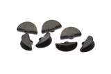 Black Ribbon Crimp, 24 Textured Oxidized Black Brass Ribbon Crimp Ends With 1 Loop, Findings (15x9mm) D0561 S908