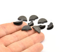 Black Ribbon Crimp, 24 Textured Oxidized Black Brass Ribbon Crimp Ends With 1 Loop, Findings (15x9mm) D0561 S908