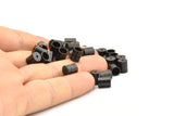 Black End Cap, 25 Oxidized Black Brass End Cap , Cord Tip - 5mm Cord End - (6x7.50mm) B0061 S907