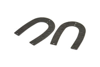 Black Geometric Charm, 8 Oxidized Black Brass Textured U Shaped Pendants With 4 Holes, Charms, Findings (35x27x0.50mm) D0577 S915