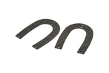 Black Geometric Charm, 8 Oxidized Black Brass Textured U Shaped Pendants With 4 Holes, Charms, Findings (35x27x0.50mm) D0577 S915