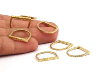 Brass Ring Charm, 5 Hammered Raw Brass Boho Rings 17 - 17.5 - 18.5mm