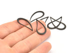 Black Drop Charm, 12 Oxidized Black Brass Drop Charms (29x13x1mm) Bs 1343 S919
