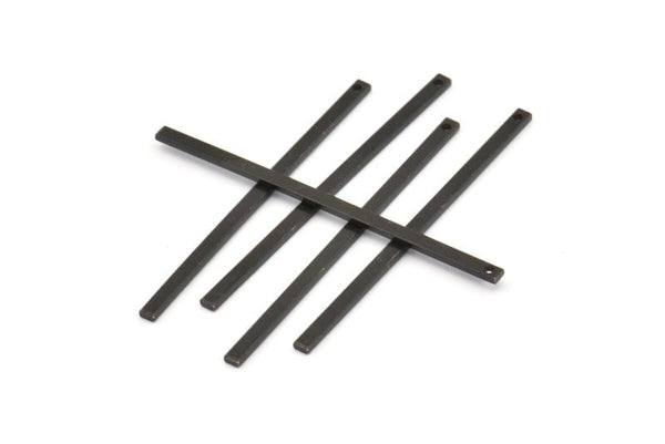 Black Bar Pendant, 12 Oxidized Black Brass Bars With 1 Hole (45x2x1mm) Bs 1196--a0863 S925