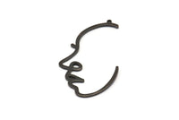 Siyah Yüzlü Charm, 1 Halkalı 6 Oksitlenmiş Siyah Pirinç Yüzlü Charm, Kolye Uçları, Küpeler, Bulgular (43x23x1mm) D0625 S926