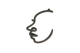 Siyah Yüzlü Charm, 1 Halkalı 6 Oksitlenmiş Siyah Pirinç Yüzlü Charm, Kolye Uçları, Küpeler, Bulgular (43x23x1mm) D0625 S926