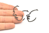 Siyah Yüzlü Charm, 1 Halkalı 6 Oksitlenmiş Siyah Pirinç Yüzlü Charm, Kolye Uçları, Küpeler, Bulgular (43x23x1mm) D0625 S926
