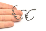 Siyah Yüzlü Charm, 1 Halkalı 6 Oksitlenmiş Siyah Pirinç Yüzlü Charm, Kolye Uçları, Küpeler, Bulgular (43x23x1mm) D0625 S926