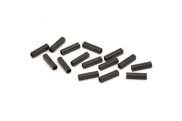 Black Spacer Bead, 100 Oxidized Black Brass Square Shaped Tube Beads, Charms, Findings (8x2mm) Brs 1404 A0717 S927