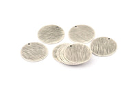 Silver Round Tag, 6 Antique Silver Plated Brass Round Textured Stamping Blanks With 1 Hole (20x0.80mm) D0641 H0711