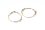 Silver Circle Connector, 12 Antique Silver Plated Brass Textured Circle Connectors With 2 Holes (26x22x0.80mm) D0640 H0697