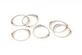 Silver Circle Connector, 12 Antique Silver Plated Brass Textured Circle Connectors With 2 Holes (26x22x0.80mm) D0640 H0697