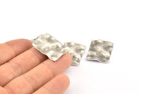 Silver Rectangle Charm, 8 Antique Silver Plated Brass Rectangle Textured Charms With 1 Hole, Earrings, Findings (24x19x0.50mm) D0652 H0709