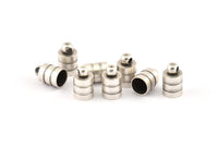 Silver End Cap, 12 Antique Silver Plated Brass End Cap, Cord Tip, 6mm Cord End - (7x11mm) Cap1  B0019 H0710