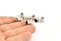 Silver End Cap, 12 Antique Silver Plated Brass End Cap, Cord Tip, 6mm Cord End - (7x11mm) Cap1  B0019 H0710
