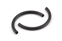 Noodle Curved Tubes - 10 Oxidized Brass Black Semi Circle Tubes (3.5x41mm) Bs 1631 S868