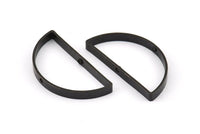 Black Half Moon - 8 Oxidized Brass Black Semi Circle Connectors with 2 Holes (15x30x3x0.80mm) BS 1742 S865