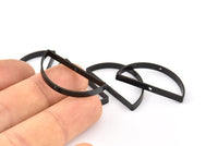 Black Half Moon - 8 Oxidized Brass Black Semi Circle Connectors with 2 Holes (15x30x3x0.80mm) BS 1742 S865