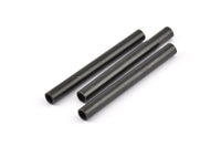 Black Tube Bead, 6 Oxidized Brass Black Tube Beads (5x50mm) BS 2007 S864