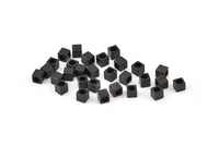 Black Tube Bead,50 Oxidized Brass Black Square Cube Beads (4x4mm) A0153 S867