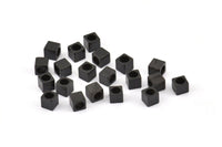 Black Tube Bead,50 Oxidized Brass Black Square Cube Beads (4x4mm) A0153 S867