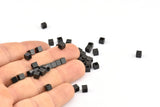Black Tube Bead,50 Oxidized Brass Black Square Cube Beads (4x4mm) A0153 S867