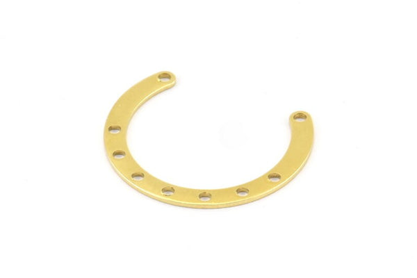 Brass Geometric Connector, 24 Raw Brass Geometric Connectors With 9 Holes, Findings (28x3x0.80mm) B0343