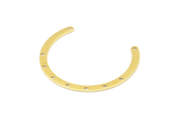 Brass Geometric Connector, 12 Raw Brass Geometric Connectors With 9 Holes, Findings (40x3x0.80mm) B0345