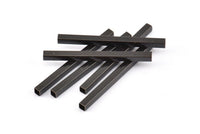 Black Tube Beads, 24 Oxidized Brass Black Square Tubes (40x3x3mm) Sq01 Brc284 S876
