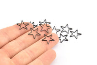 Black Star Connector, 50 Oxidized Brass Black Star Connector (14mm) Bs 1168 S875