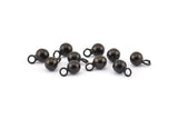 Black Ball Charm 12 Oxidized Brass Black Ball Charms With 1 Loop (6mm) N0586 S873