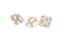 Silver Square Charm, 6 Antique Silver Plated Brass Textured Square Charms With 1 Hole, Earrings, Findings (25x20mm) D0566 H0717